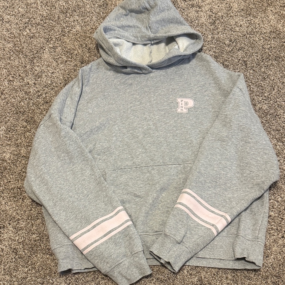 PINK Victoria's Secret Gray Hoodie with Pink Accents